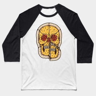 Pizza Food Skull Horror Baseball T-Shirt